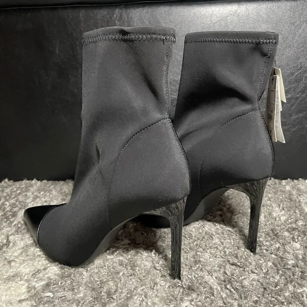 NWT Zara Pointed Fabric Heeled Ankle Boots - Picture 9 of 11